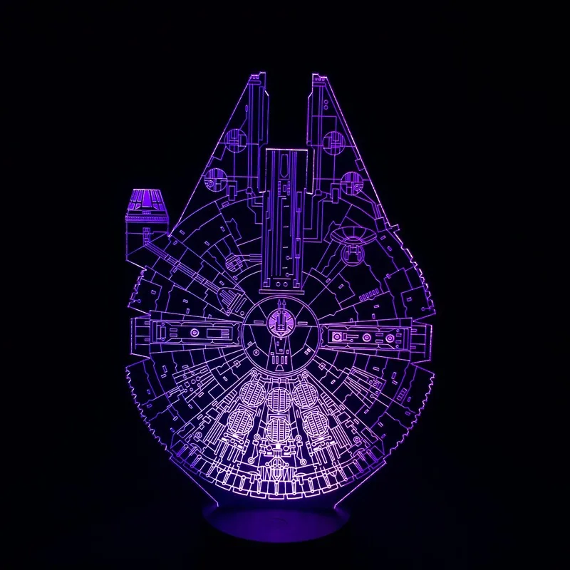New disinged multicolor changing night lamp acrylic Millennium Falcon 3d Led Night Light
