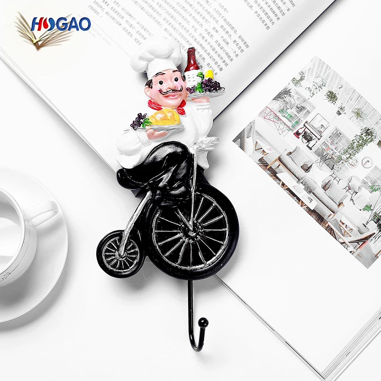 Handmade wholesale resin hook chef kitchen hanging ornaments handbag wall hanging kitchen hook
