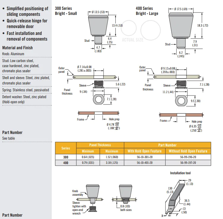 Latches Springloaded Knob Metal Spring Plunger Pin Captivepanel