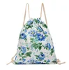 calico printing cotton bag canvas drawstring gym sack drawstring