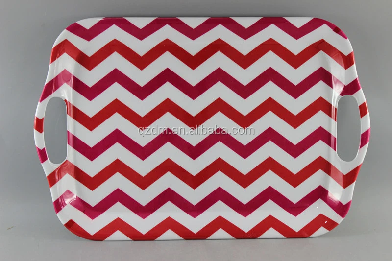 Custom Printed Melamine Serving Tray , Plastic big Tray 19inch