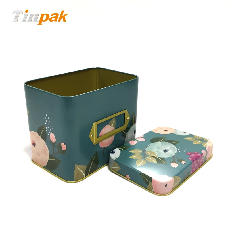 Decorative large rectangle card tin recipe tin box from china supplier