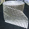 100% hot sale silver spikes square rivets crystal rhinestone net mesh 10 yards/roll plastic rhinestone mesh trimming for bags