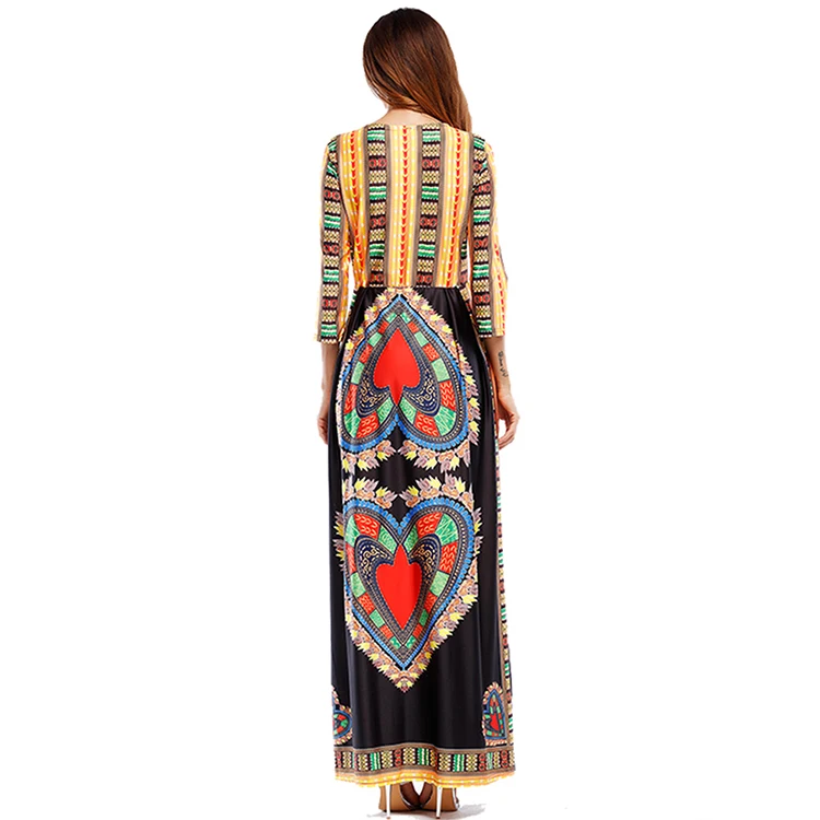 Latest African Kitenge Dress Designs Summer Sexy Long Sleeve Women Maxi Dress
