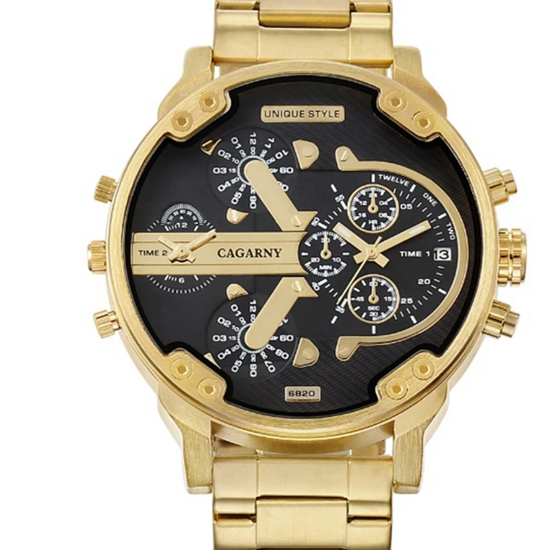Cagarny Metal Watches Men Fashion Quartz Wristwatches Cool Big Case ...