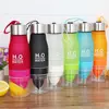 wholesale top selling colorful 650ml lemon h20 plastic water lemon juicer filter fruit infuser water bottle Stainless Steel Cap