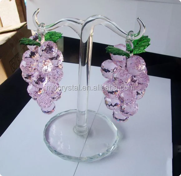 Pink And Purple And Other Colors Crystal Grape With Green Leaf Mhg0326