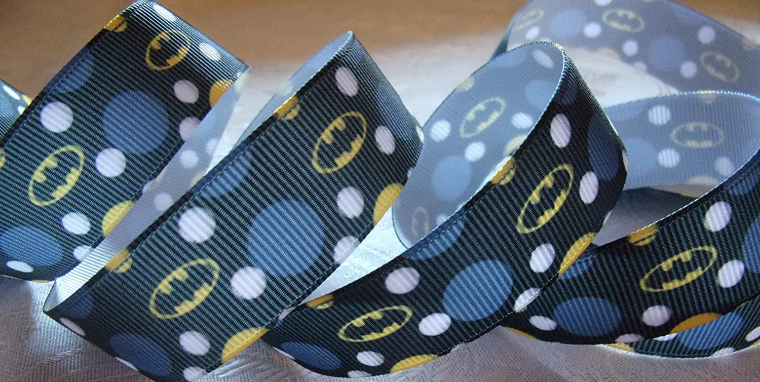 Grosgrain Ribbon **Batman Polka Dot Print** - 7/8"W - 5 Yards