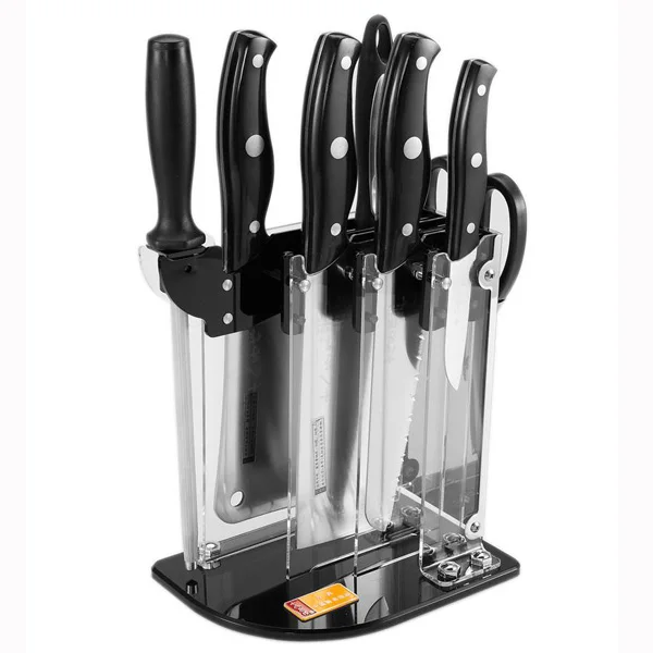 Custom Quality Clear And Black Acrylic Knife Display Stand Cases Holder