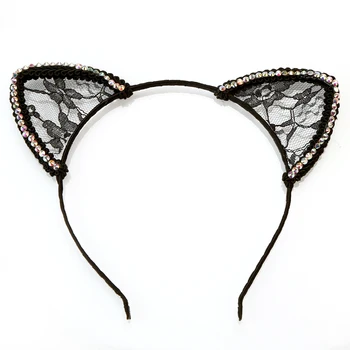 Black Sex Lace Anime Cat Ears Headband - Buy Sexy Cat Ear Headband ...
