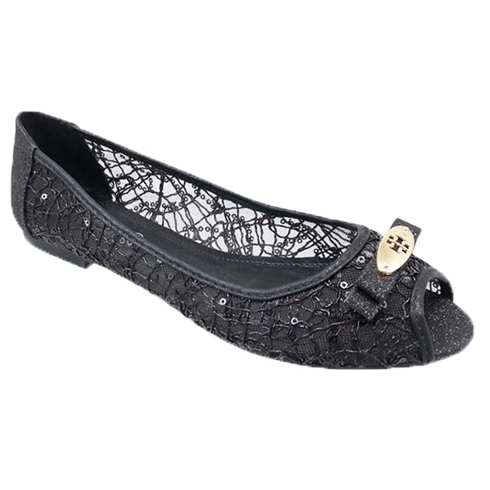 Adrianna Peep Toe Flats BLACK GLITTER WOMEN Adrianna Peep Toe Flats BLACK GLITTER WOMEN