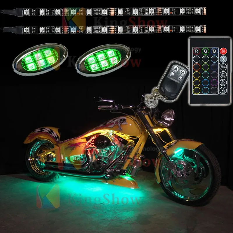 8 PC Advanced Universal Motorcycle Underbody super bright 192LED Multicolor NEON ACCENT Light Kit