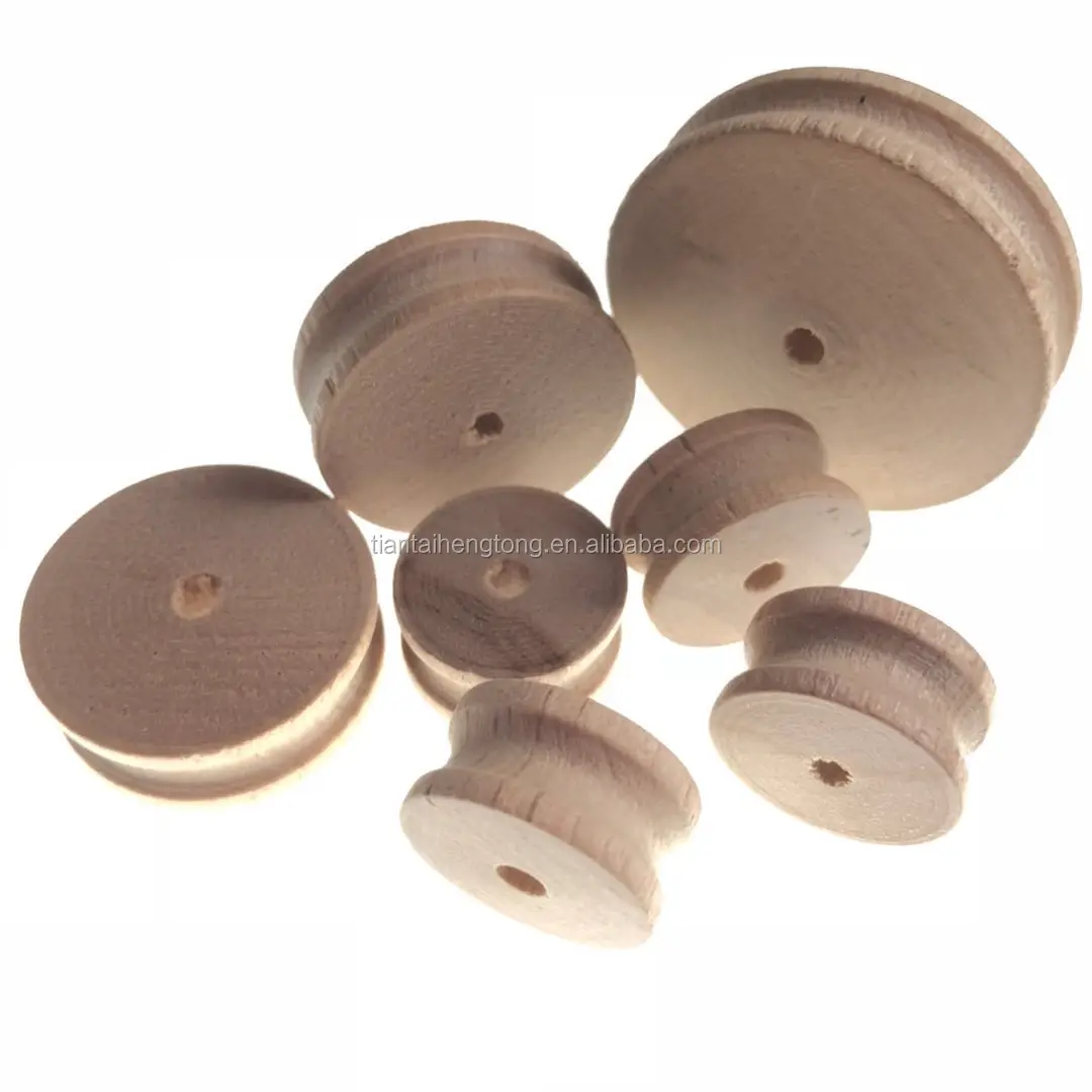 40mm 50mm dia 10mm thick 4mm hole 10 x Craft Wooden Pulleys 30mm 