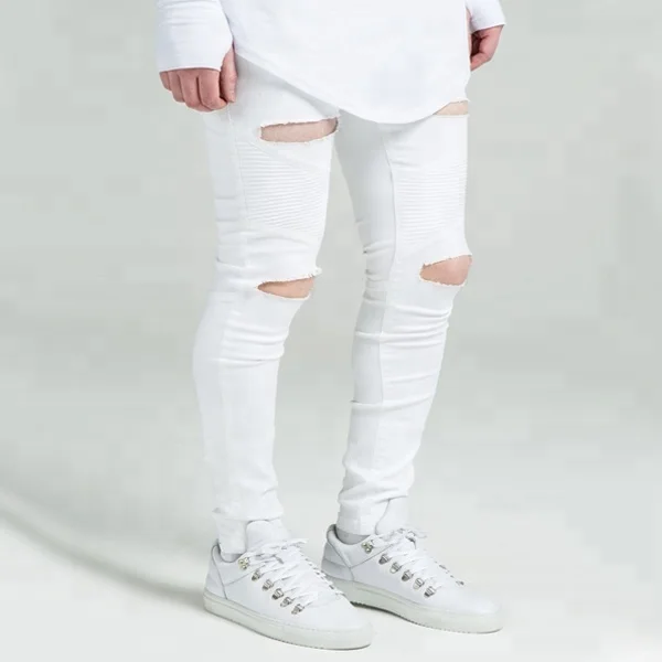 white biker jeans mens