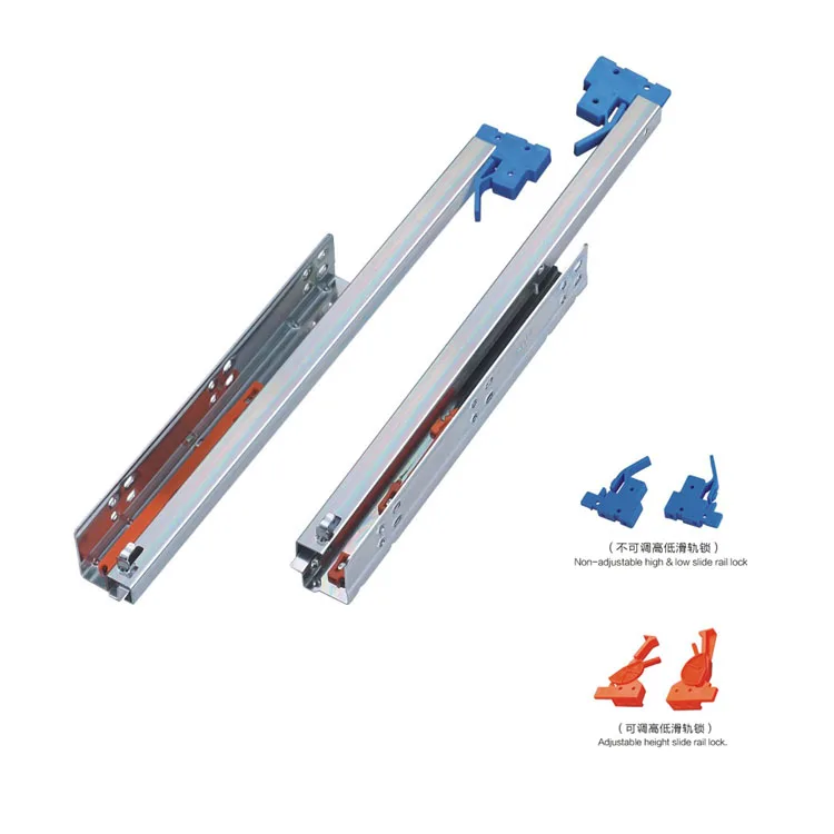 High Quality 2 Fold Undermount Self Locking Slide Rails Track