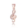 New arrivals 925 sterling silver 3A cubic zirconia music note symbol rose pendant gold