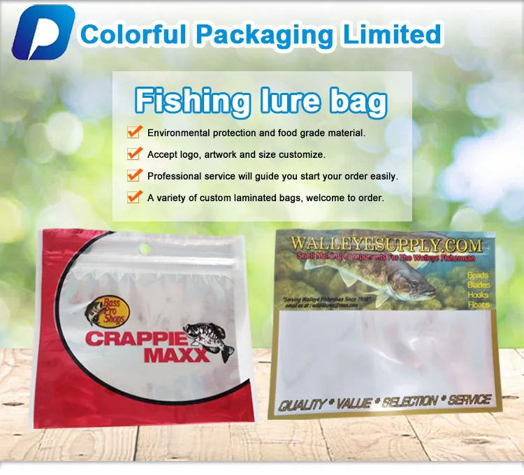 Custom Fishing Lures Packaging Bag Ziplock Bag For Soft Plastic Fishing