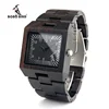 BOBOBIRD square dial bamboo wood watch for wristwatch man