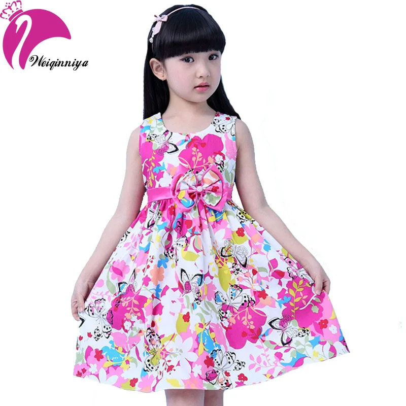 New Design Summer 2016 Girl Dress Cotton Sleeveless Pastorale Flower Kid Sundress Party Birthday Girls Clothes