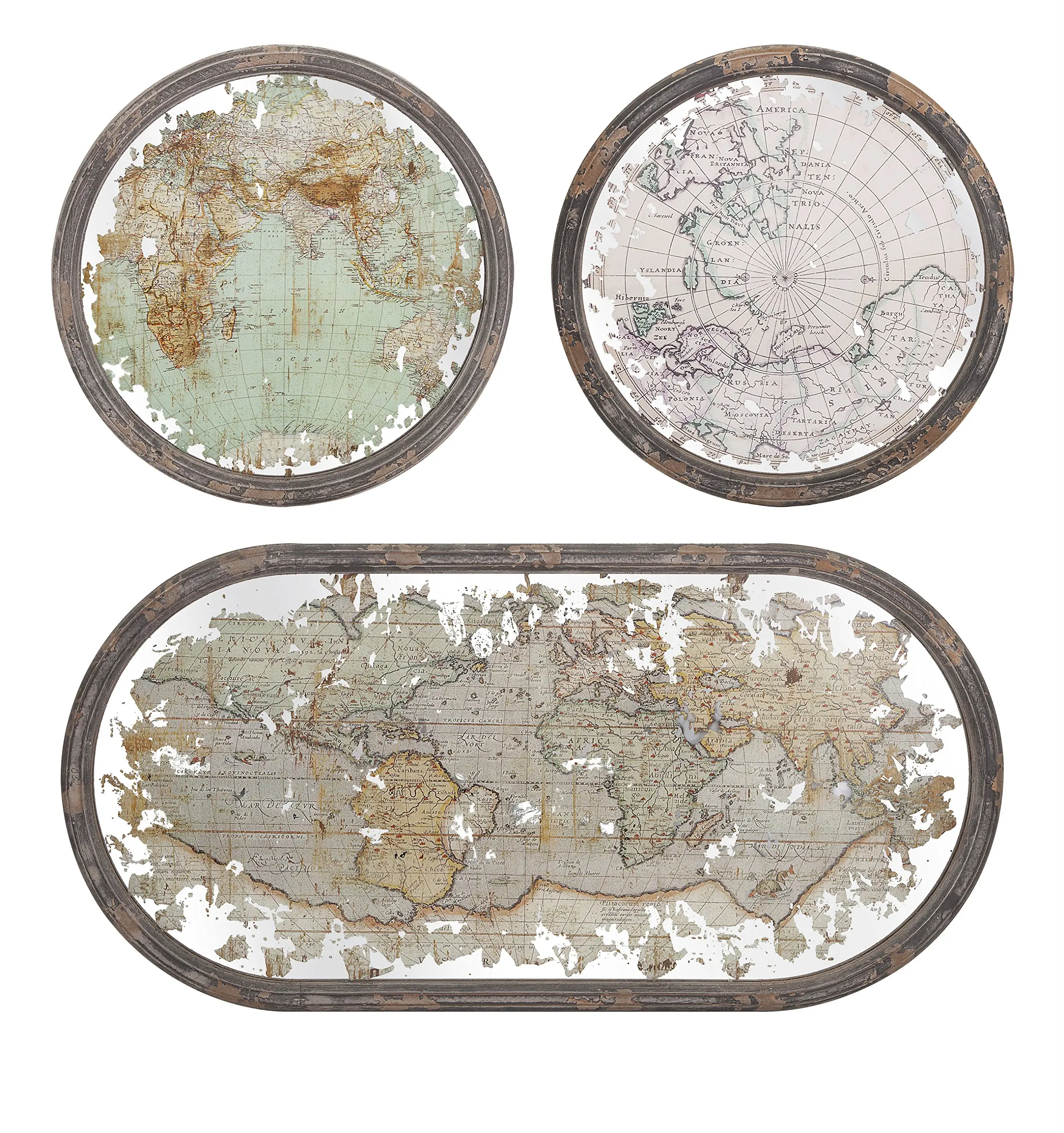 Mirrored Star Wall Decor Find Deals Get Quotations Imax 65249 3 Mirrored Map Wall Decor Set Of