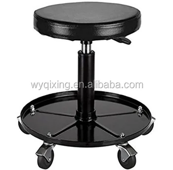 Black Adjustable Rolling Garage And Shop Seat Mechanic Stool View