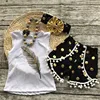wholesale baby girl clothes children's boutique clothing 3pcs sets with sleeveless Tshirt ,shorts and hair ban