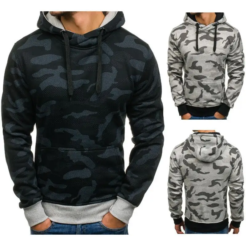 Two Colors Four Sizes Black Gray Camouflage Men's Casual Modern Hoodies ...