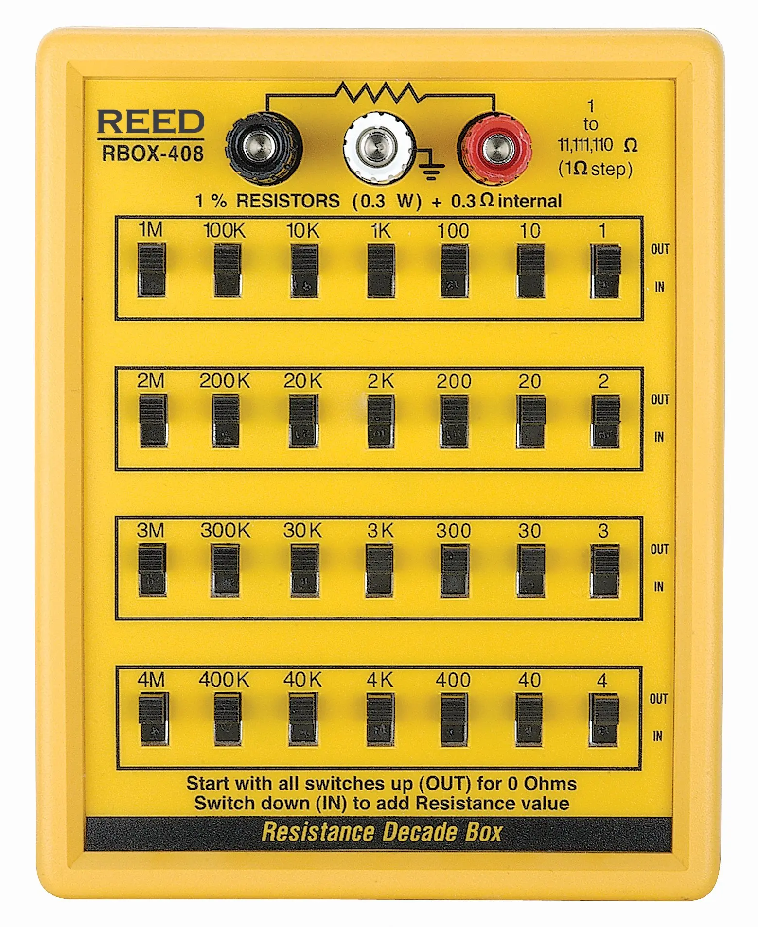 Eisco Labs 4 Decade Resistance Box 0.5W Resistors 0.5555W Theoretical