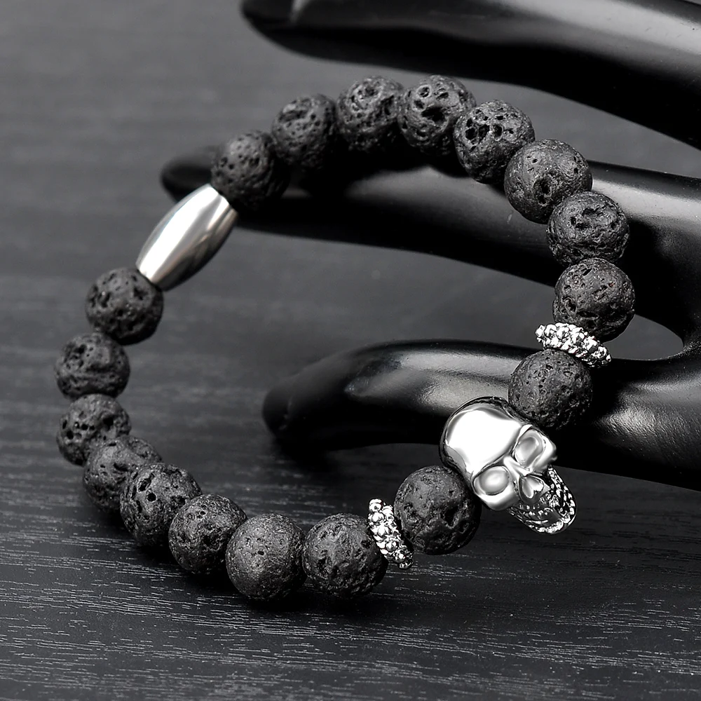 Online Wholesale Shop Silver Skull Charm Design Cool Mens Bead