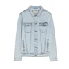 Men's light blue wash pattern jeans jacket blank design soft cotton denim jacket for male
