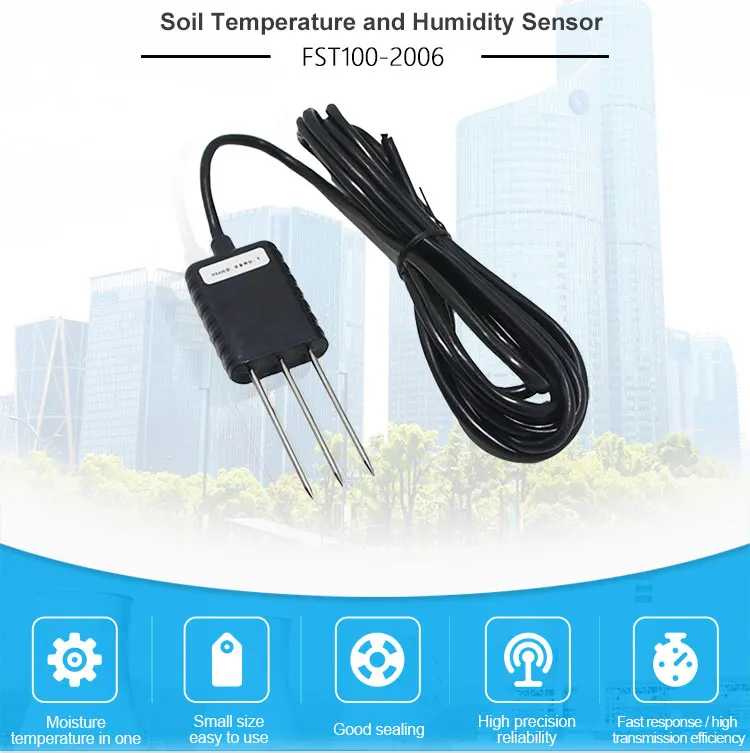 FST100-2006 RS485 4-20mA 24V DC Temperature Soil Moisture Humidity Sensor
