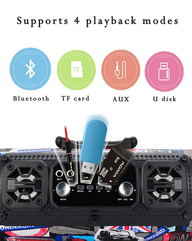 Hifi Portable wireless Speaker FM Radio Move KTV 3D Sound system Sound bar sub woofer portable column FM radio speaker - ANKUX.COM