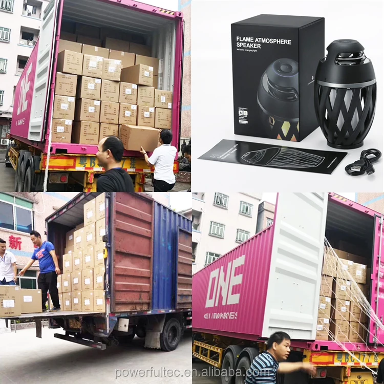 2019 LED Flame Lamp Bluetooth Speaker Touch LED Night Light Wireless Bluetooth Speaker Outdoor Portable Stereo Speaker BLACK - ANKUX.COM