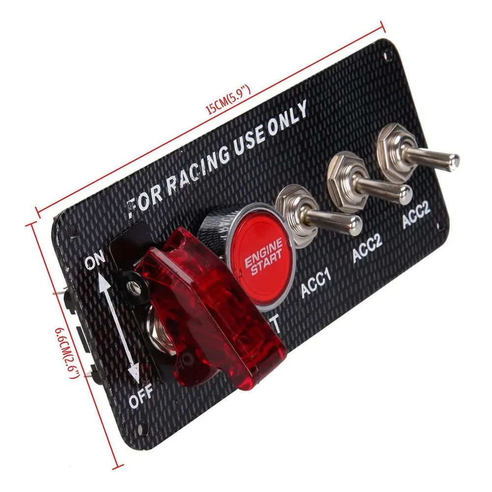 12v Led Toggle Ignition Switch Panel Engine Start Push Button Setため