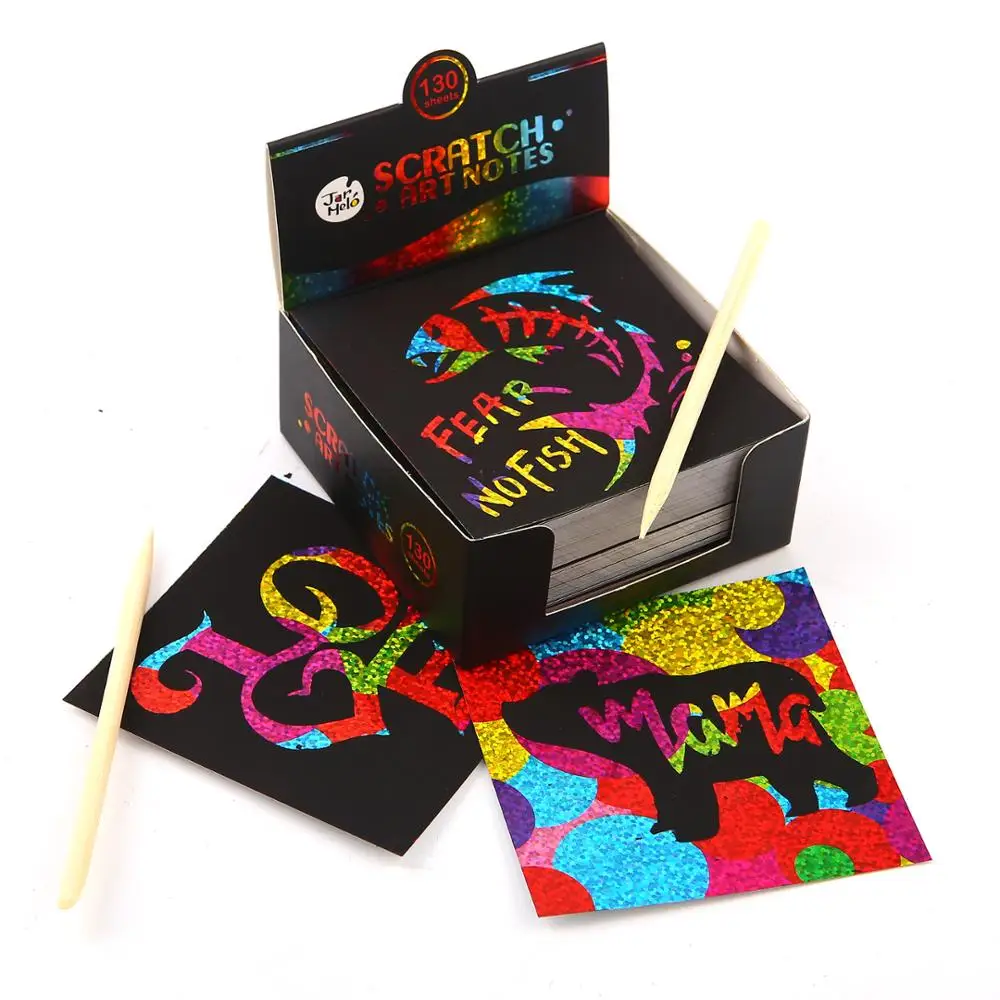 Wholesale Kids Drawing Magic Non Toxic Rainbow Colorful Mini Paper Scratch Art Card Scratch