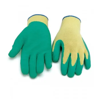 Mhr Bleach Cotton Lined Green Rubber Coated Safety Gloves Work For ...