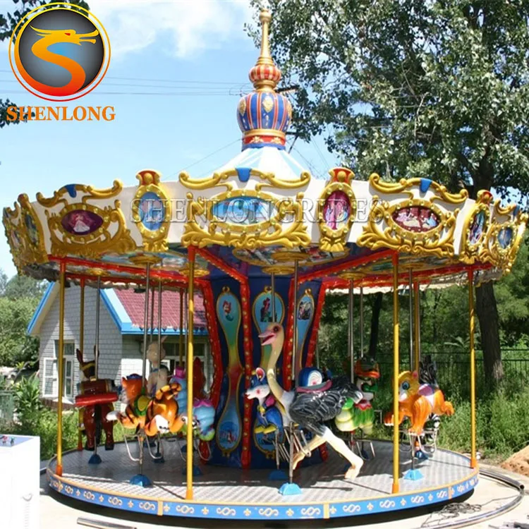 Business Opportunity Theme Park Kids Musical Outdoor Carousel Horse Ride Up Motor Merry Go Round