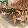 Heavy rectangle stainless steel frame mirror glass top throne dining table set
