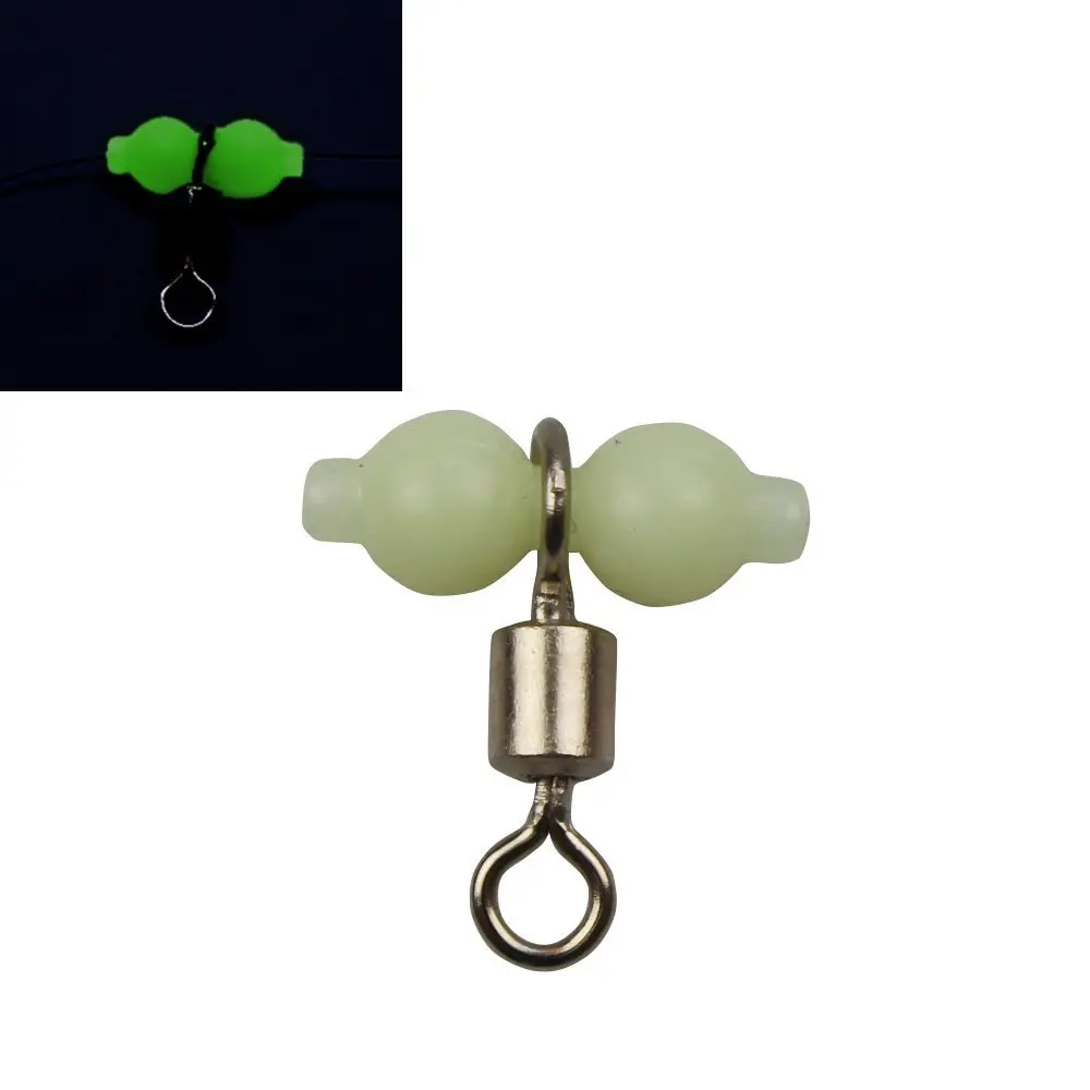 100Pcs Triple Swivels 3 Way Glow Beads Fishing Swivels Barrel Hooks Connector