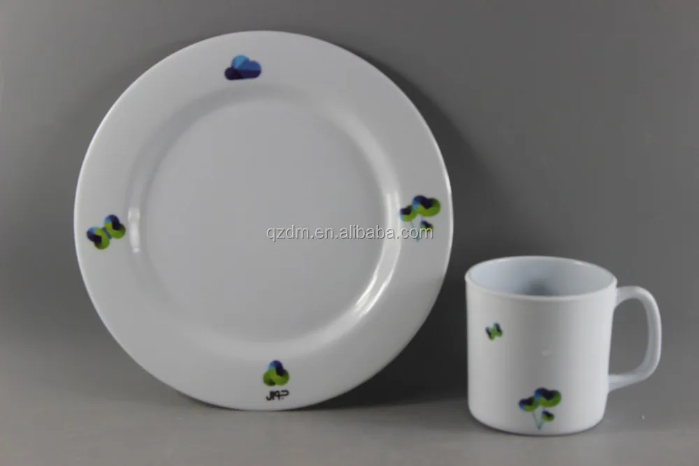 Customer Logo Print Melamine Round Plate And Mug