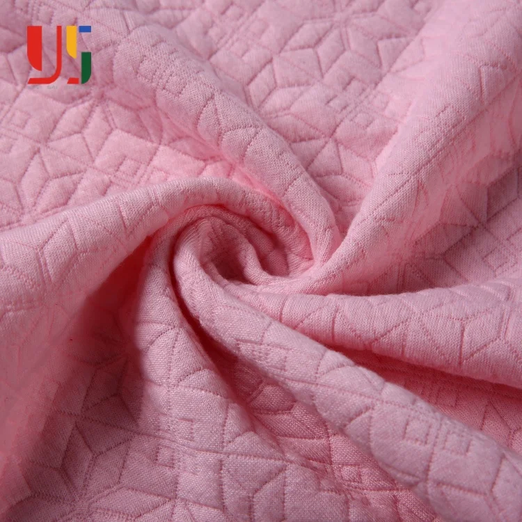 Knitted Spandex Polyester Pink Damask Fabric Jacquard For Baby Dress