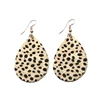 Bohemian Teardrop Water Drop Shape Big Hanging Earrings Vintage Leopard Pattern PU Faux Leather Earrings For Women Party