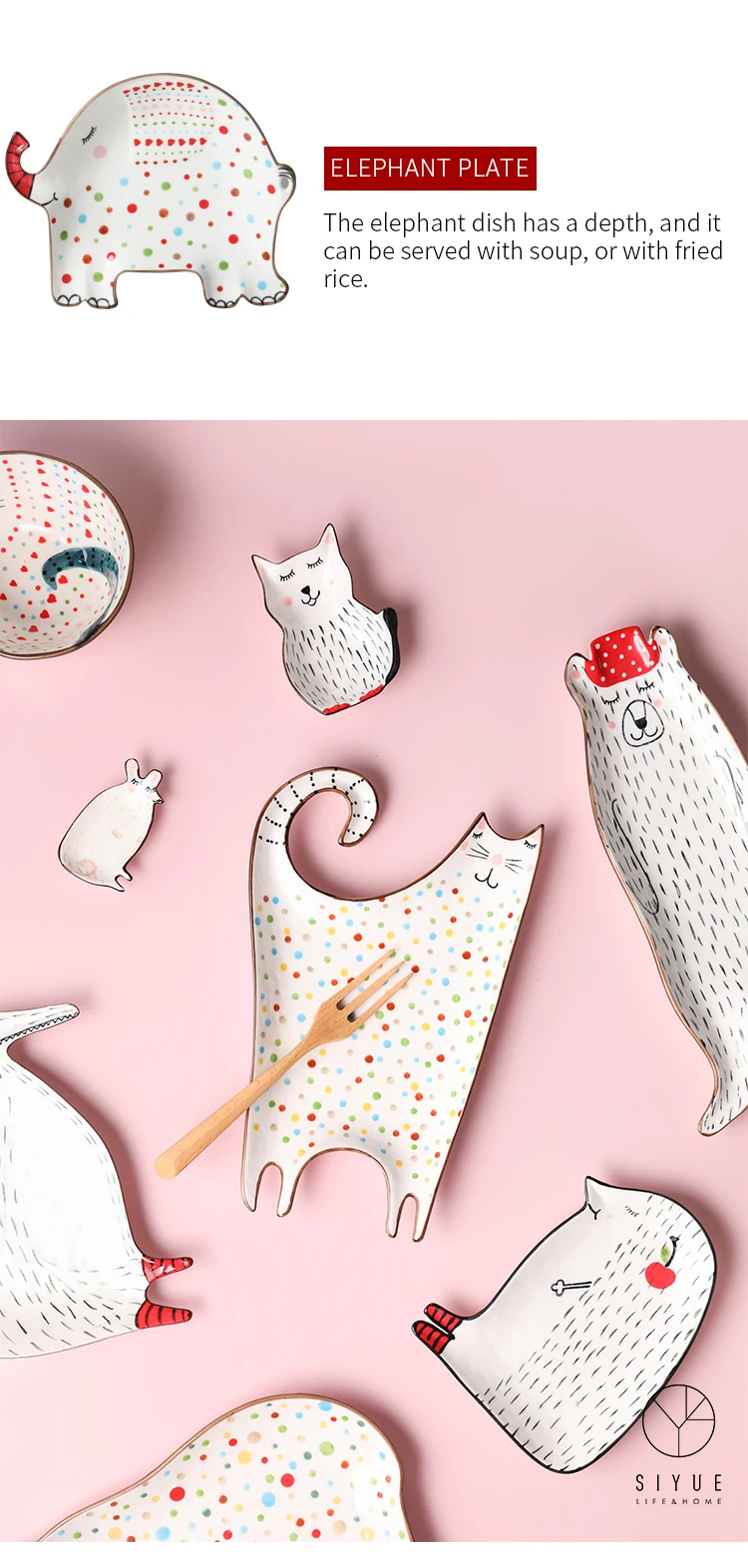 Classic Design Cute Animal Style Ceramic Plate With Optional For Kids