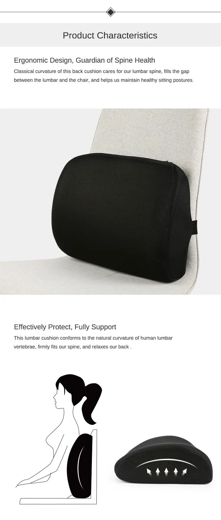 relief memory foam office chair lumbar back support cushion for pain