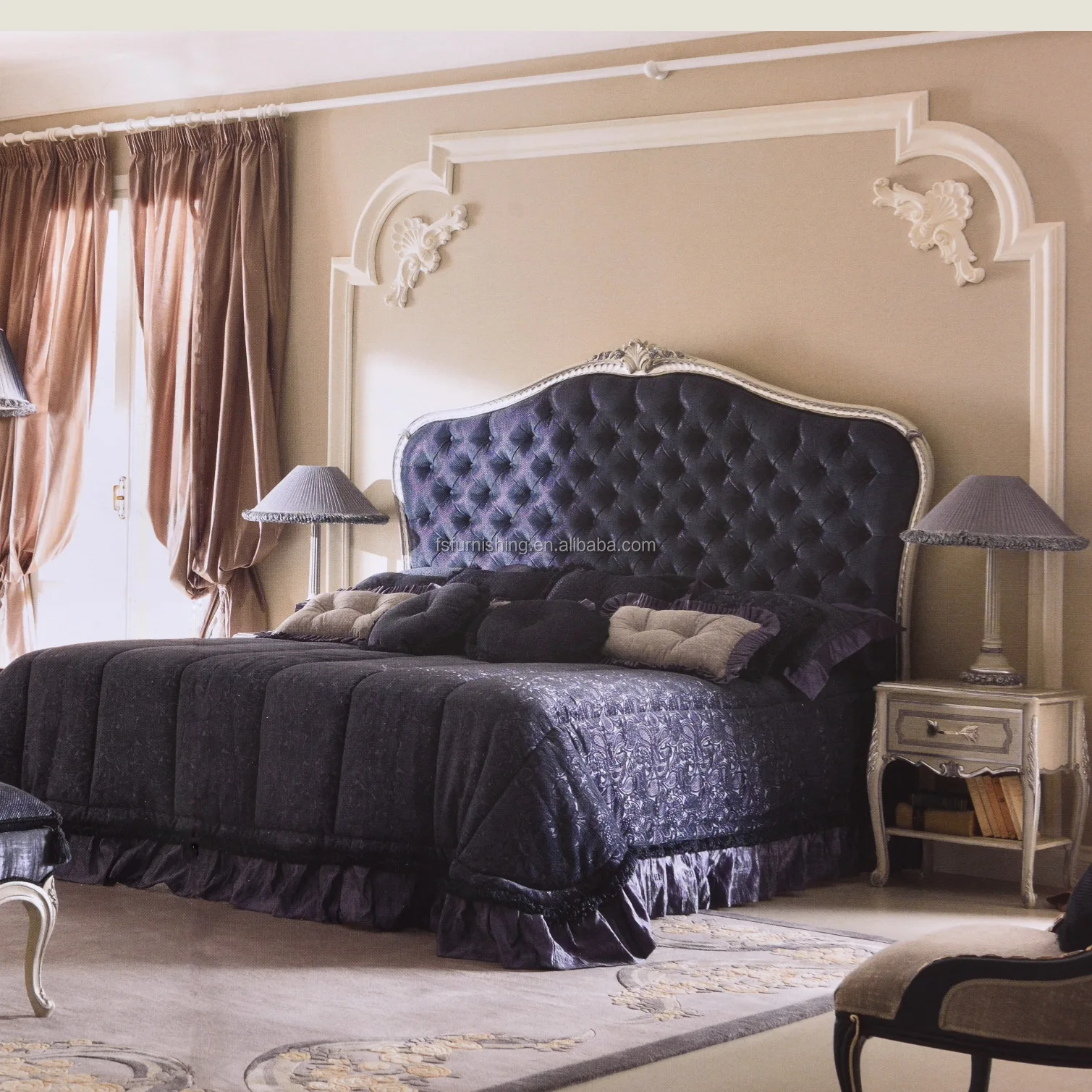 Neo-klassische Rokoko Französisch Schlafzimmer Elegante Weiße Reproduktion  Bett Königlichen Luxus Möbel Geschnitzt Rose Holz Bett - Buy Neoklassischen