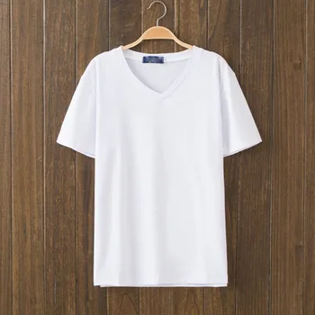 Custom Bulk Men's White T Shirts Cotton Blank V Neck As Colour Tshirt ...