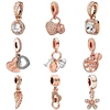 Fashion lucky family rose gold charm high quality gemstone heart shape rose gold pendants charms