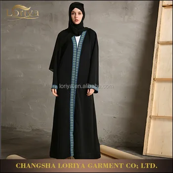 plain black open abaya