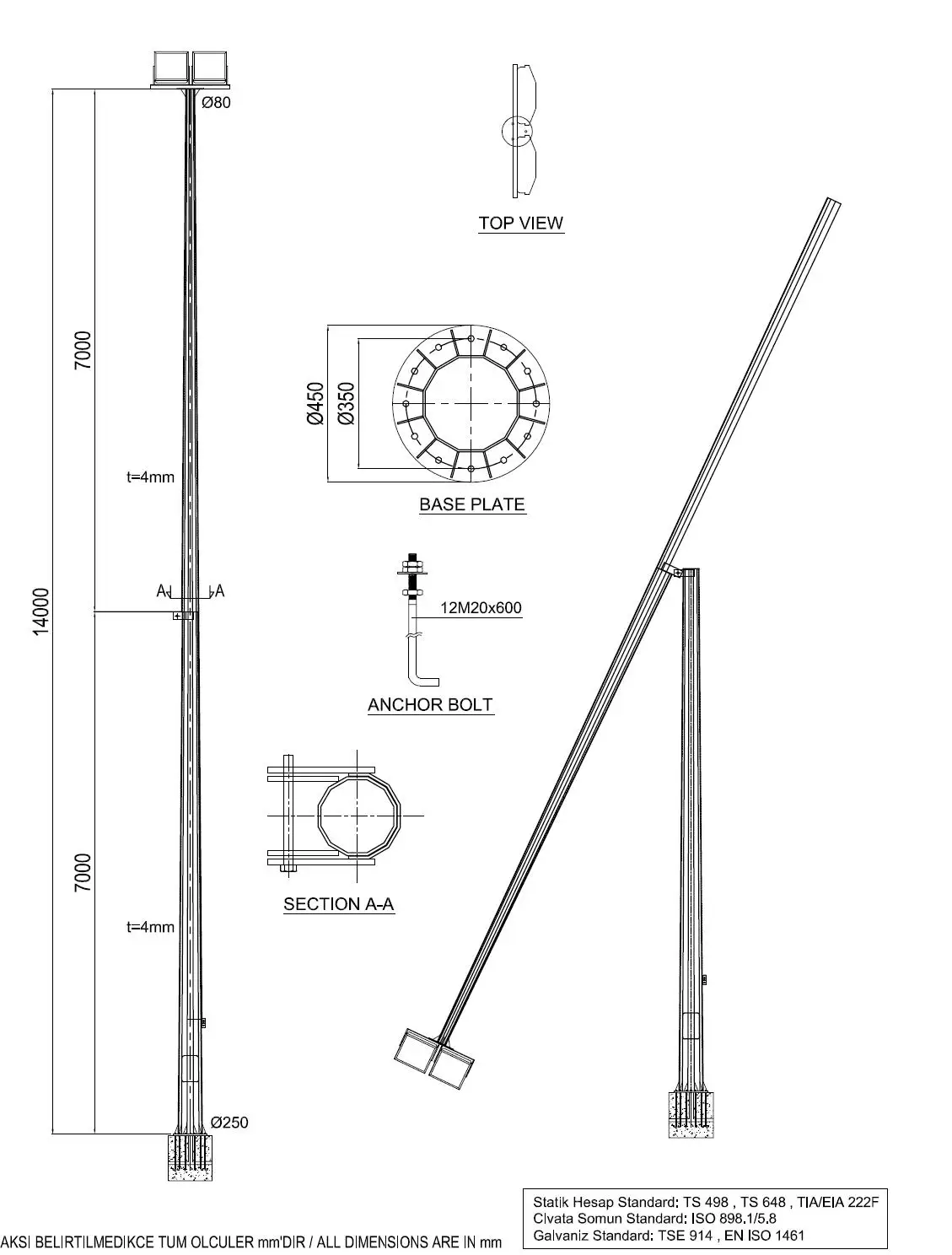 Hinged pole