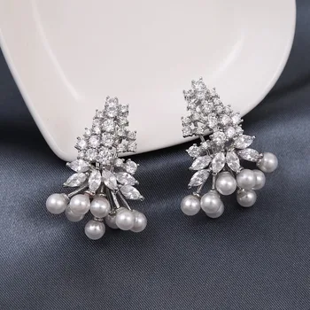 New Las Costume Jewellery Design Small Pearl And White Zircon New Las Costume Jewellery Design Small Pearl And White Zircon Stone Wedding Earrings From Thailand